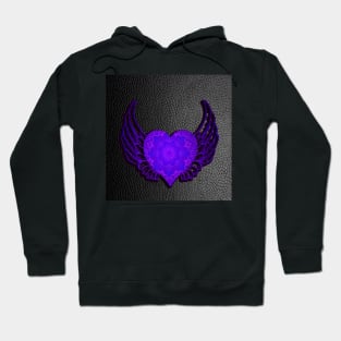 Heart on Faux Black Leather Look, Graphic Mandala Design Angel Valentines Day Gifts Hoodie